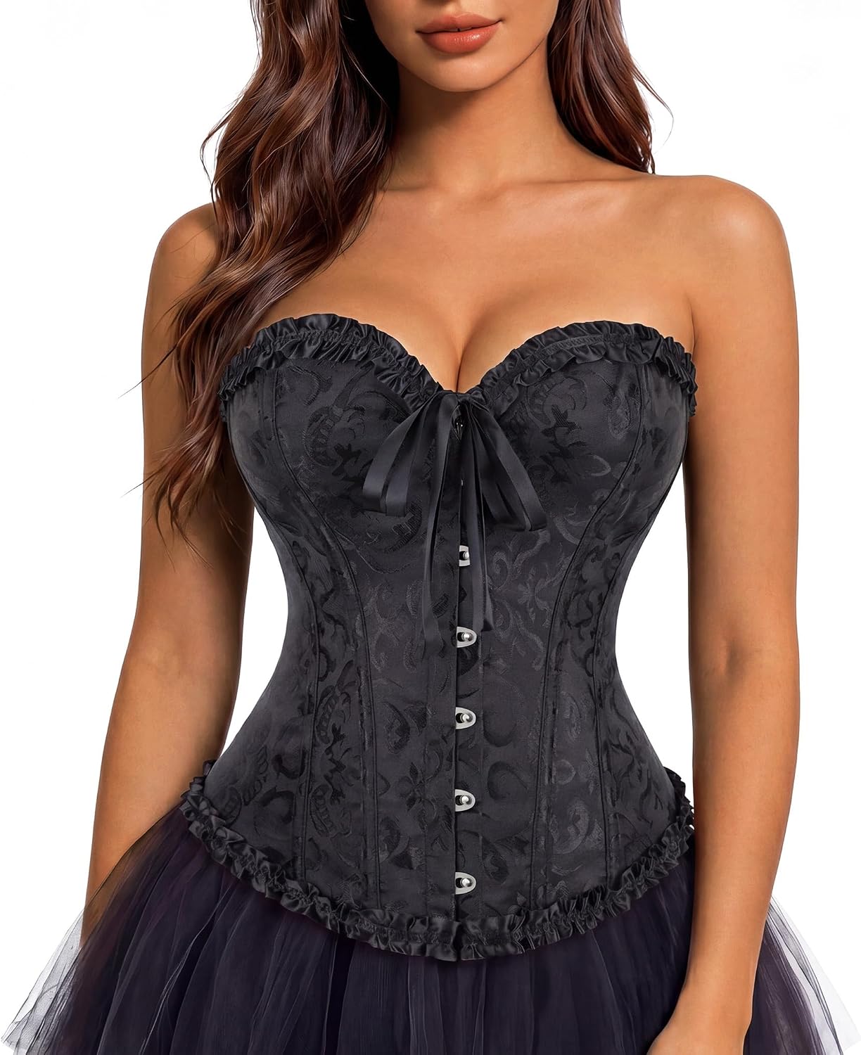 Detalle de Kranchungel Renaissance Corset Top for Women, Vintage Lace-Up Bustier