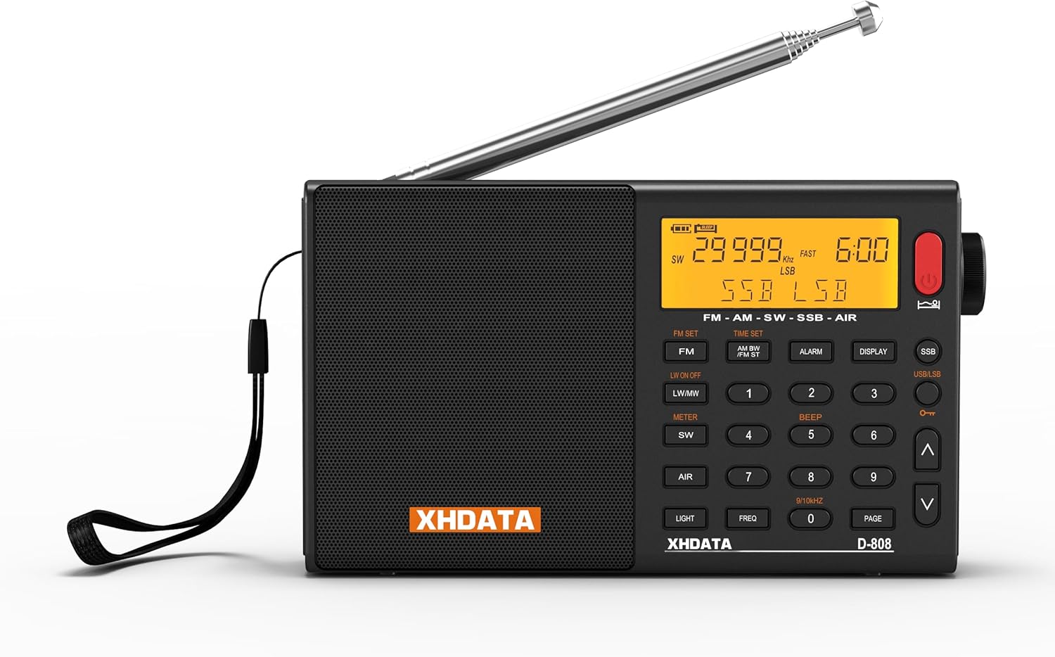 XHDATA D-808 Ondes Courtes : Radio portable complète avec SSB, RDS et batterie rechargeable