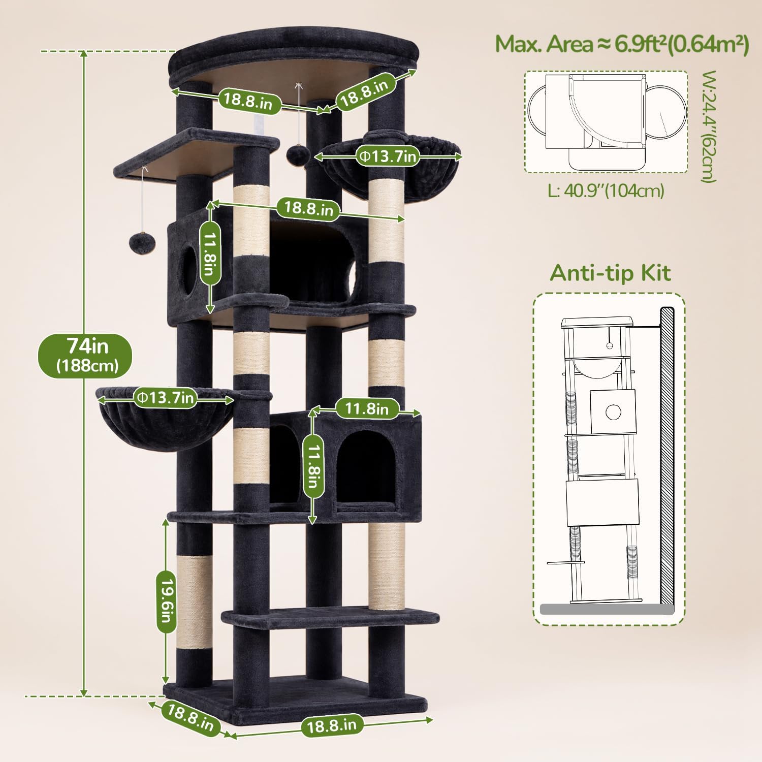 Thumbnail 6 de Globlazer Cat Tree, 74-Inch