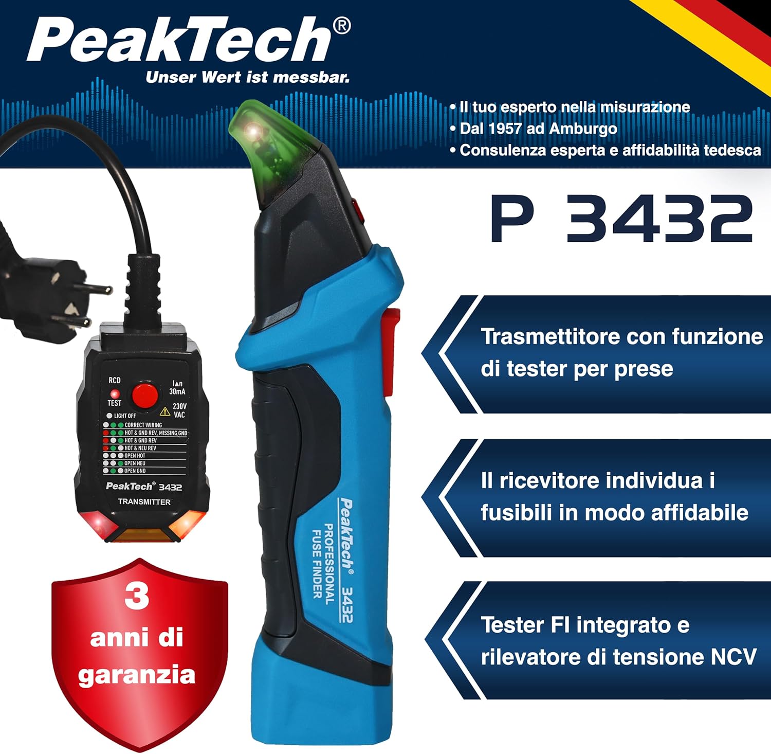 Detalle 2 de PeakTech 3434 Cercatore di linee per cavi