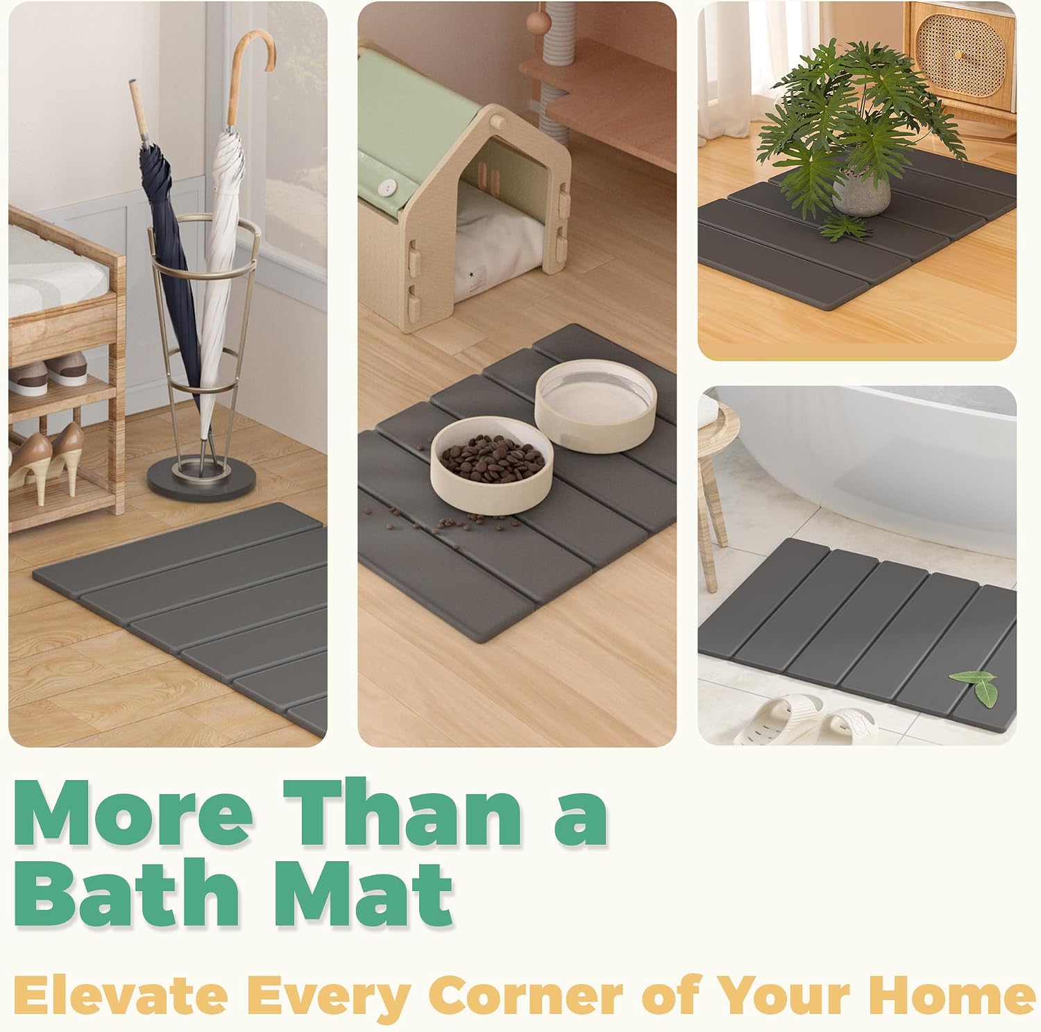 Thumbnail 6 de SYIPO Stone Bath Mat: Non-Slip Diatomite Floor Mat 23.6" Dark Gray