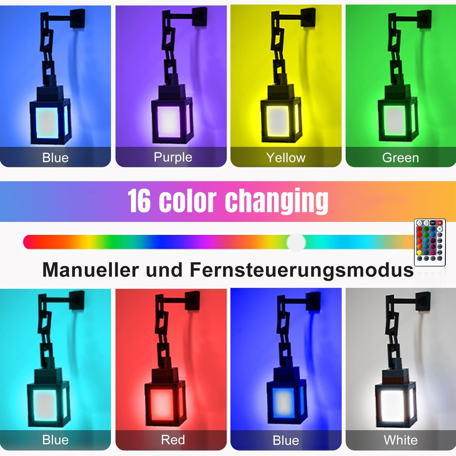 Detalle 2 de ZTZK Pixelierte Laterne Nachtlicht mit 16 Farben