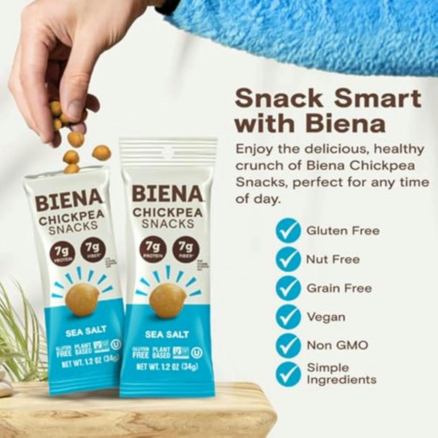 Detalle 1 de BIENA Chickpea Snacks Sea Salt