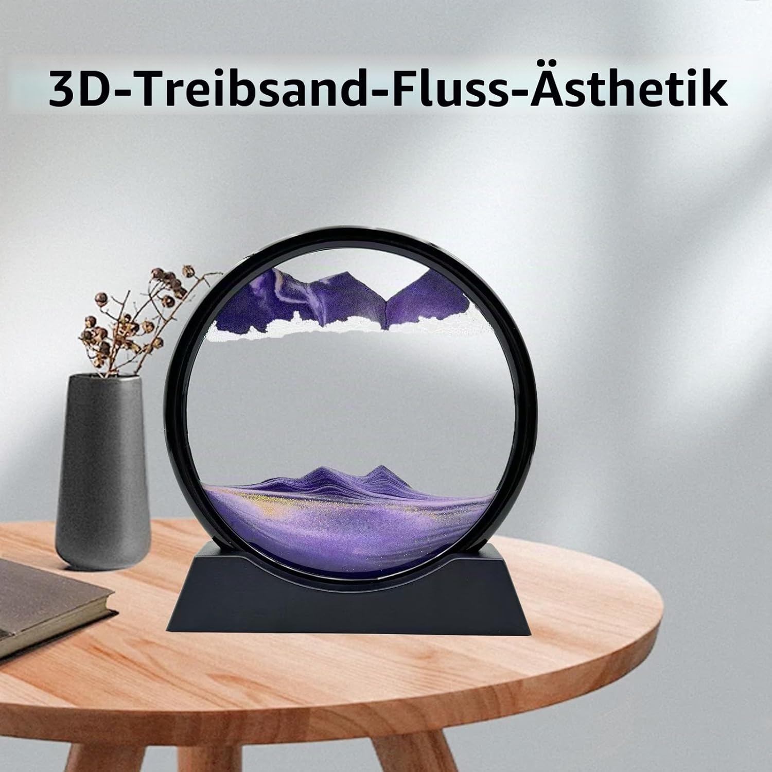 Detalle de AzureLeap Bewegliche Sandkunst – 17,8 cm rundes Glas-Sandbild für den Schreibtisch