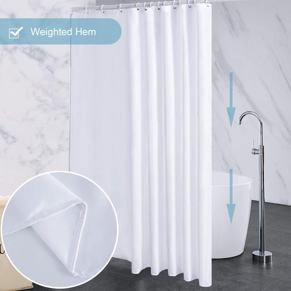 Detalle 2 de Furlinic Tende Doccia Anti-Muffa in Tessuto Poliestere – 240x200 cm, 16 ganci, Bianco