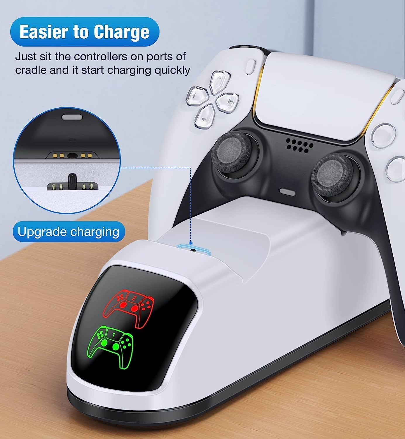 Detalle 1 de Fegliea TOMPOL-LJ-1022-217 PS5 DualSense Charging Dock, Dual Stand, White