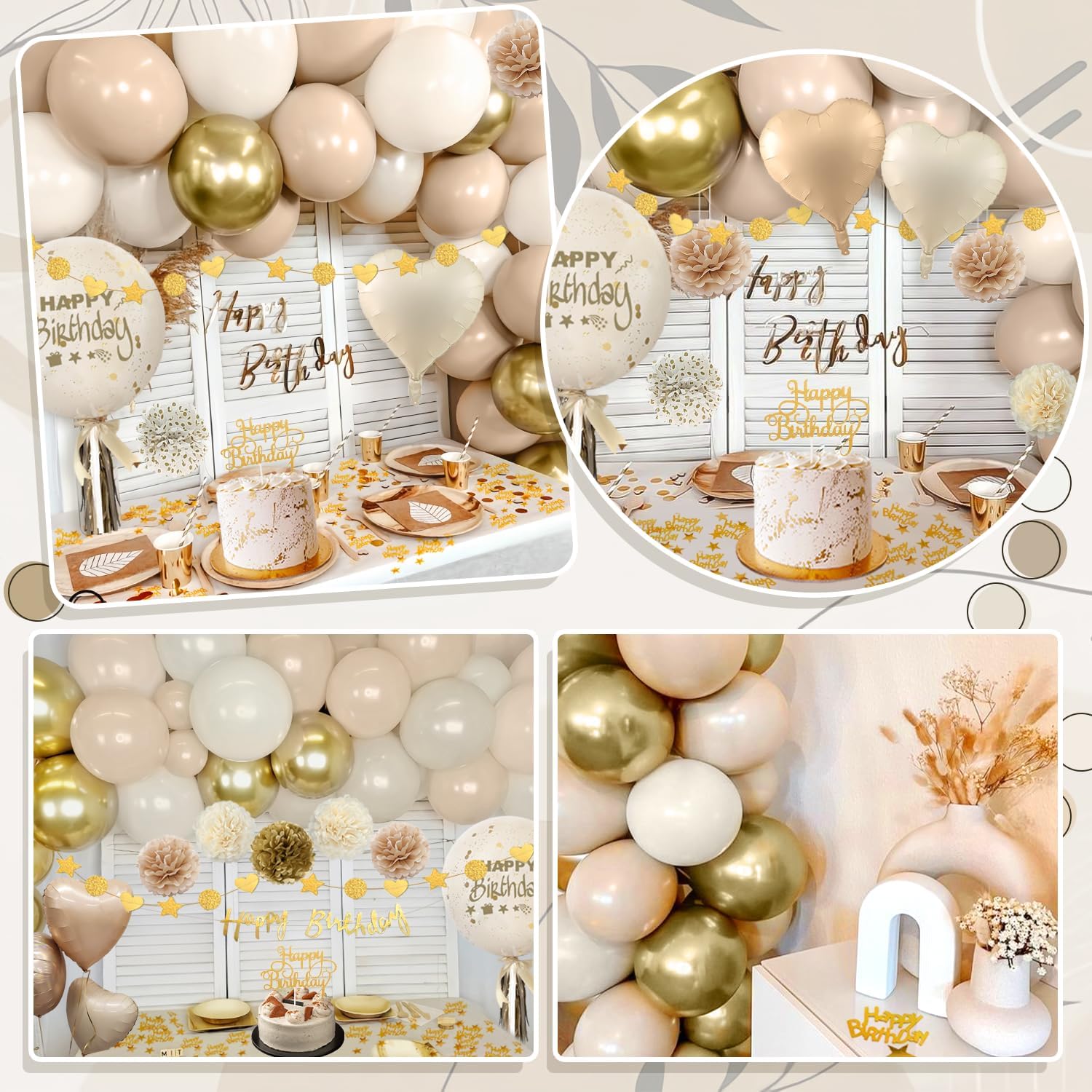Thumbnail 2 de Almaxi Decoration Anniversaire beige or