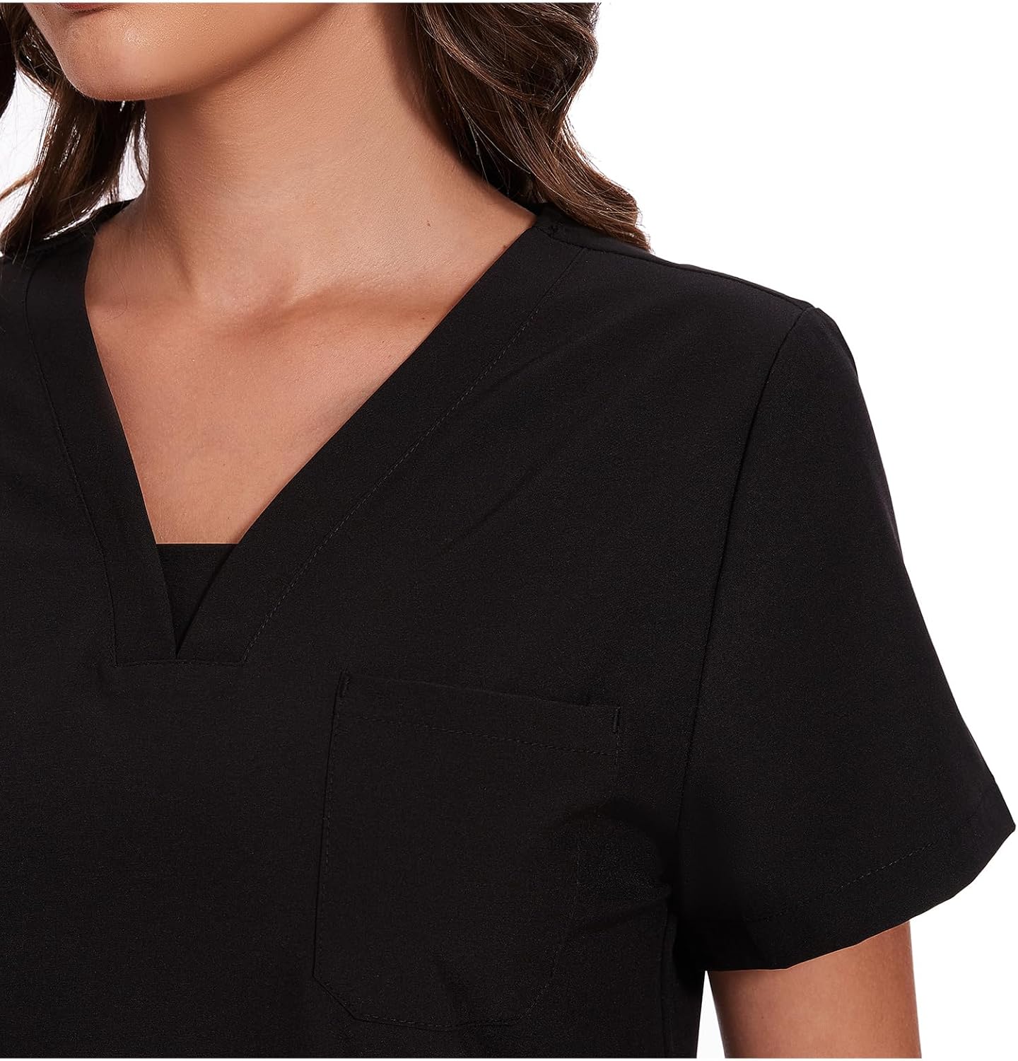 Detalle de COZYFIT Women’s Scrubs Set (V-Neck Top & Cargo Pants) with 10 Pockets