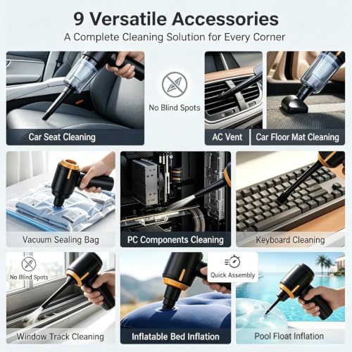 Detalle de SCOVEE Aspiradora de Mano 4 en 1: potencia sin cables para casa, coche y oficina
