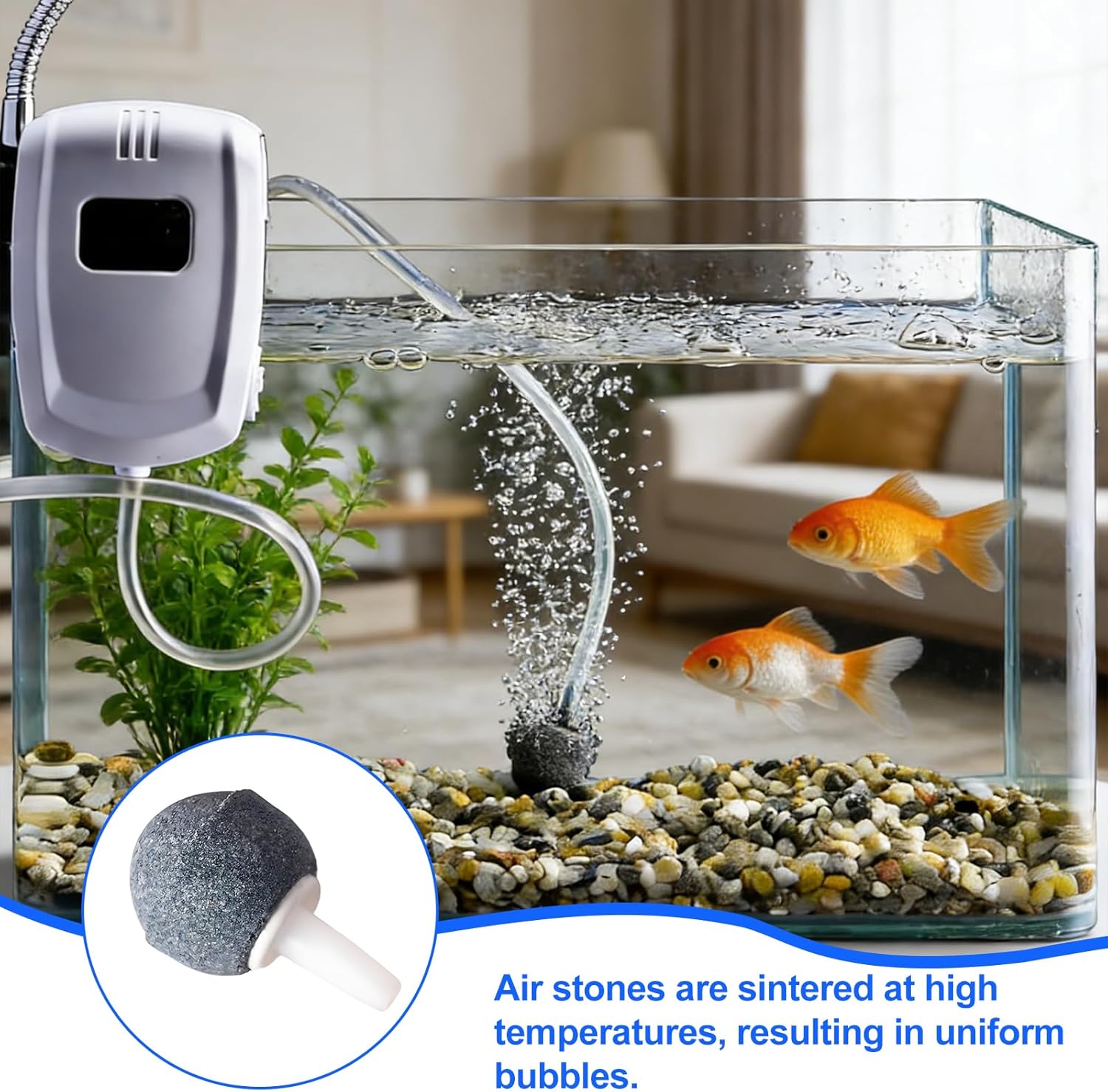 Thumbnail 2 de HAFRILY 8Pcs Air Stones Aquarium Set with 2m Airline Tubing and Suction Cups
