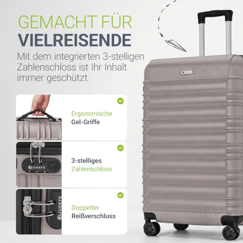 Detalle de Juskys Kofferset Rom 3-teilig Hartschale Champagner – 3 Größen, 360°-Rollen