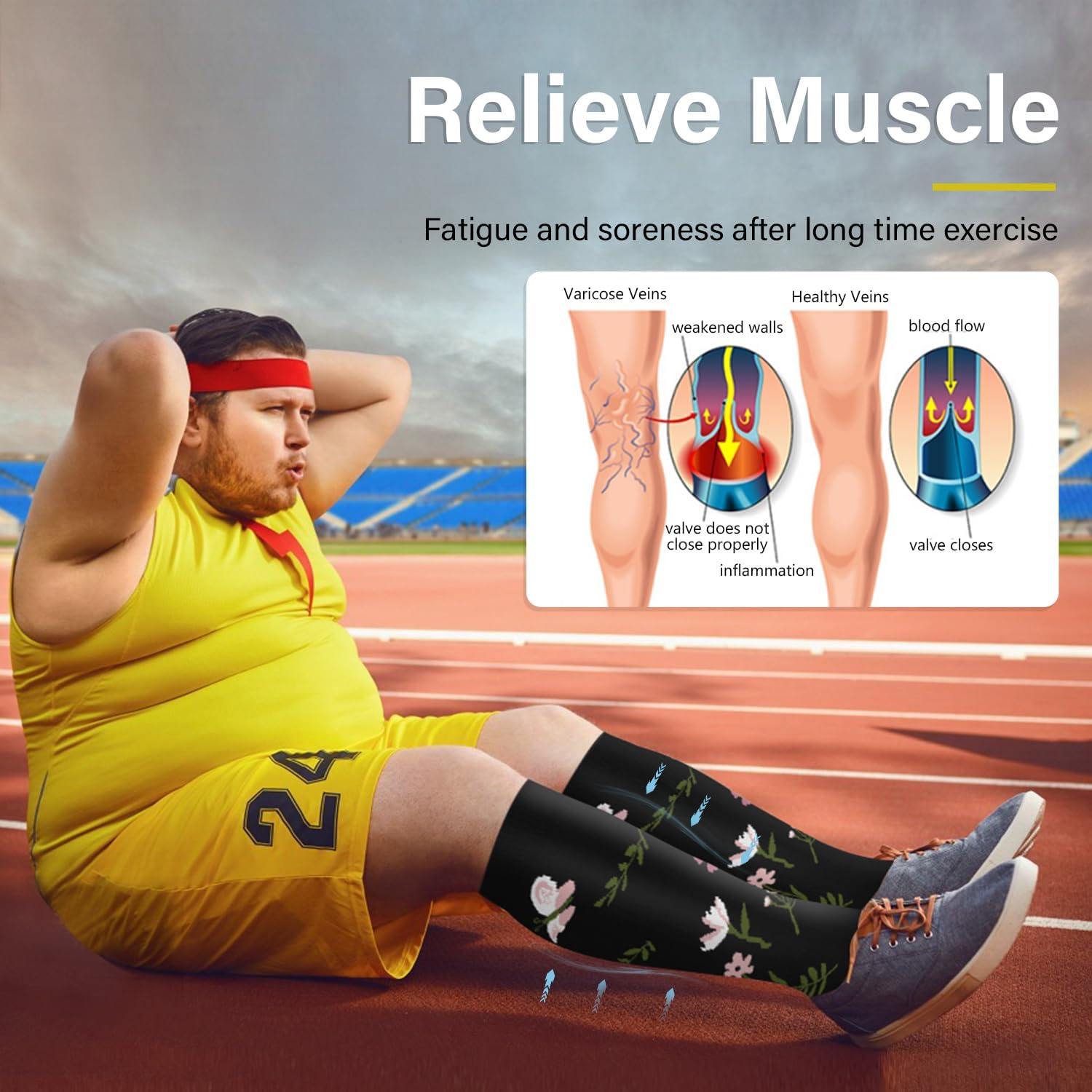 Detalle 1 de Diu Life Plus Size Compression Socks, 3 Pairs, Wide-Calf Knee-High, 15–20 mmHg