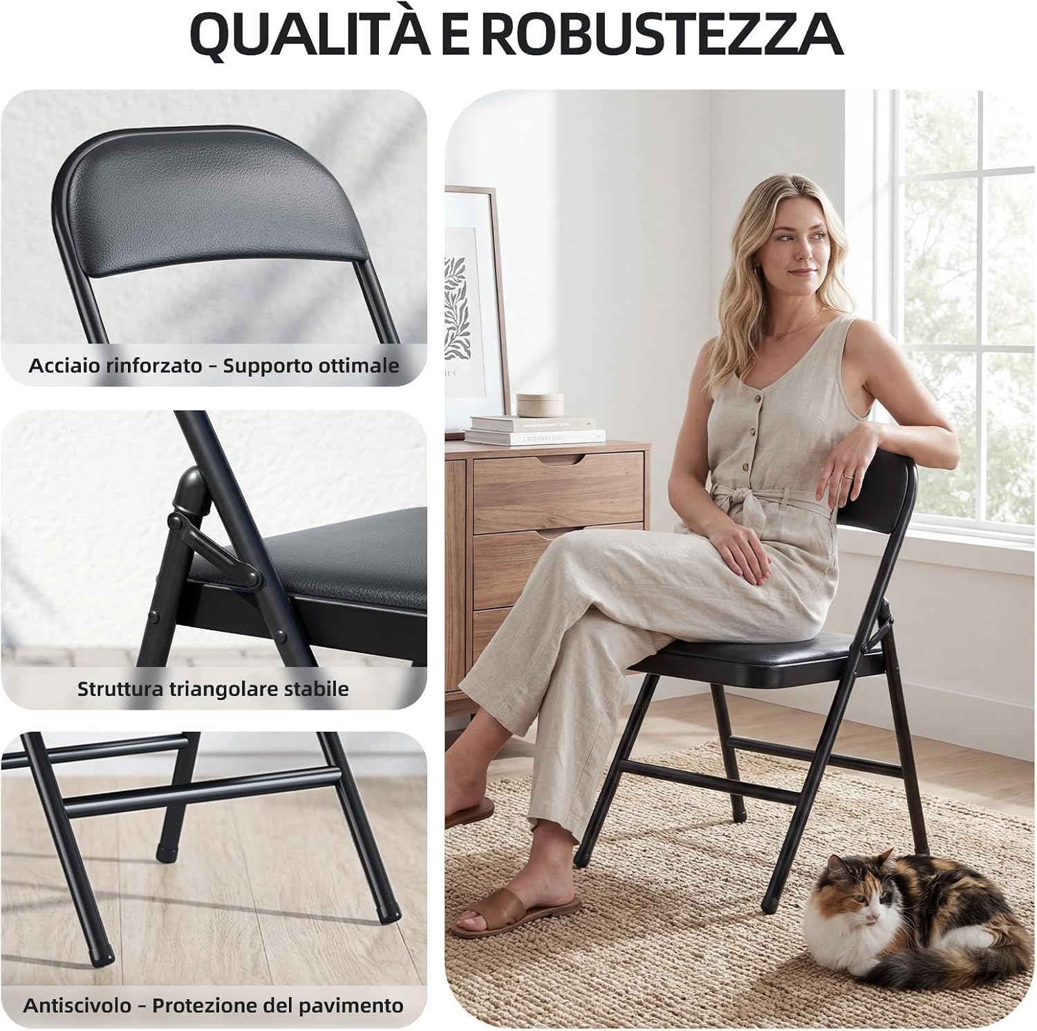 Thumbnail 3 de Asdsed Set di 8 Sedie Pieghevoli Imbottite – Comfort, Stabilità e Versatilità per Giardino e Interni