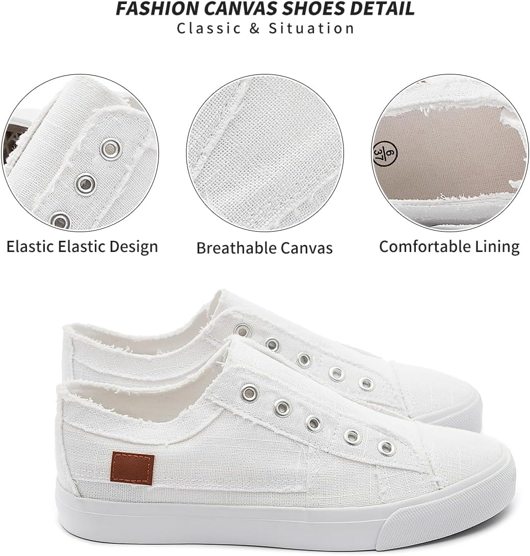 Detalle 2 de Women’s Slip-On Canvas Sneakers with Non-Slip Rubber Sole