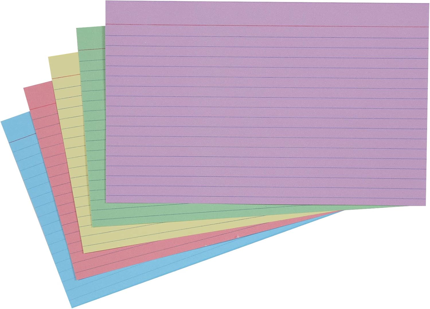 Detalle de Amazon Basics 5 x 8 Inch Ruled Color Index Cards • 300 Count (Assorted Colors)