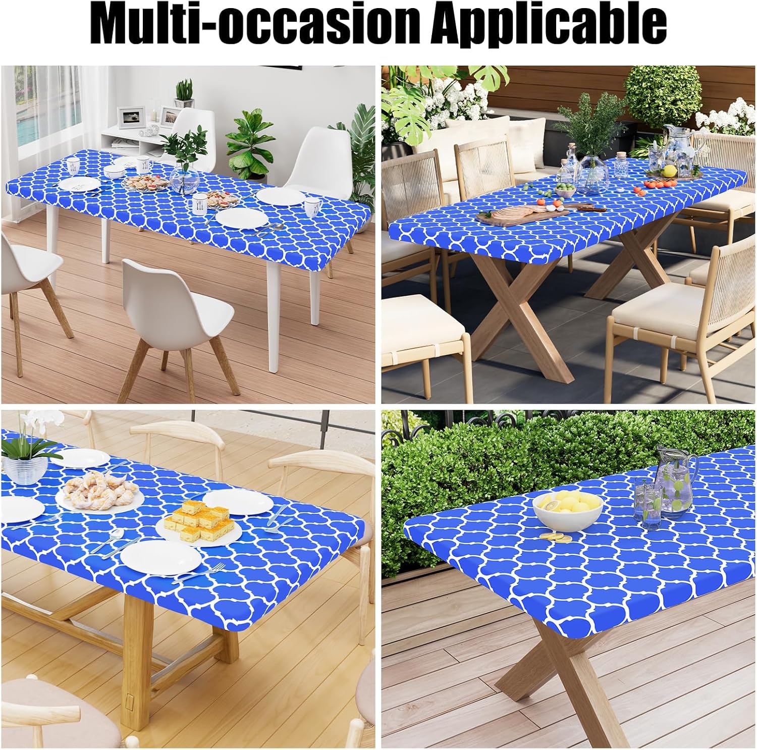 Detalle de Smiry Rectangle Picnic Table Cover (Waterproof Elastic Fitted) 30x72 Inches, Blue