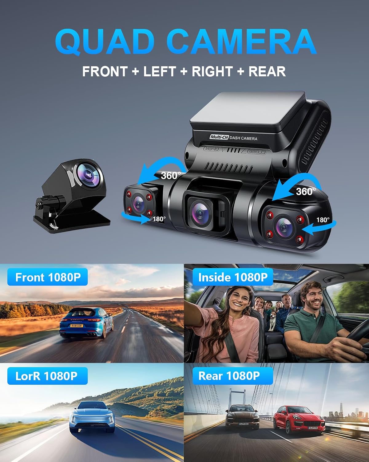 Detalle de PRUVEEO 360 Dash Cam 4-Channel ⚙