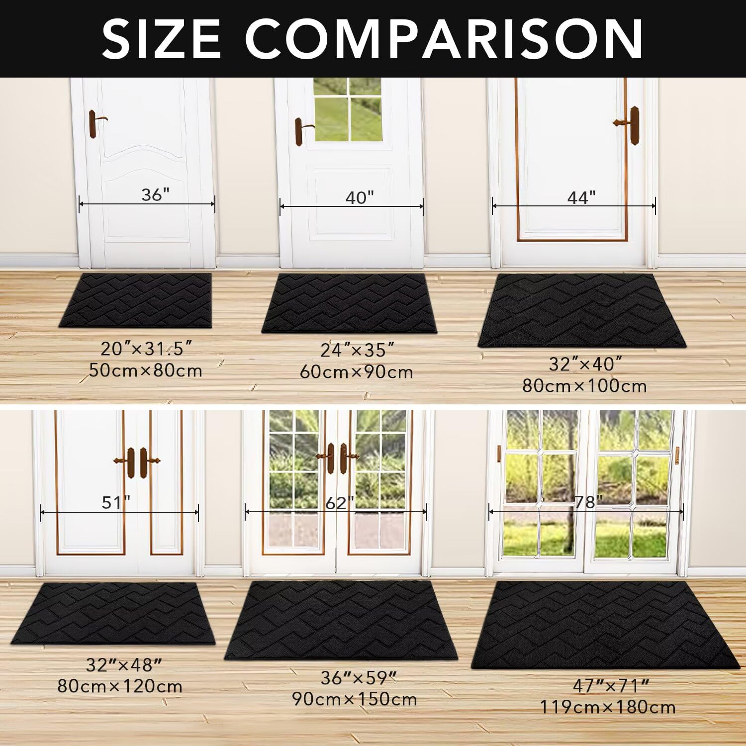 Detalle de Biscpro Door Mat 119x180cm – indoor washable non-slip dirt-trapper for entryways