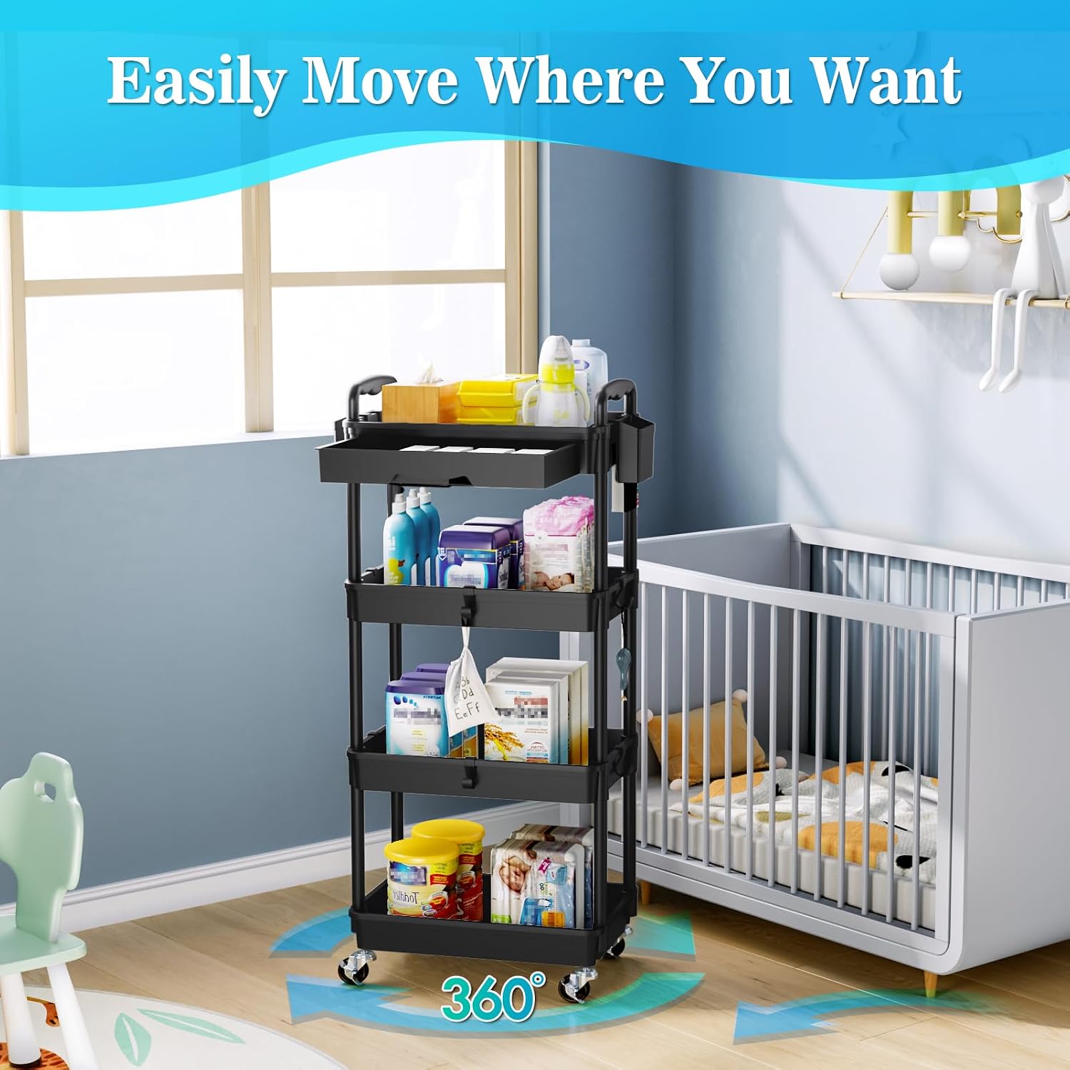 Detalle 2 de SUNALLY 4-Tier Rolling Cart
