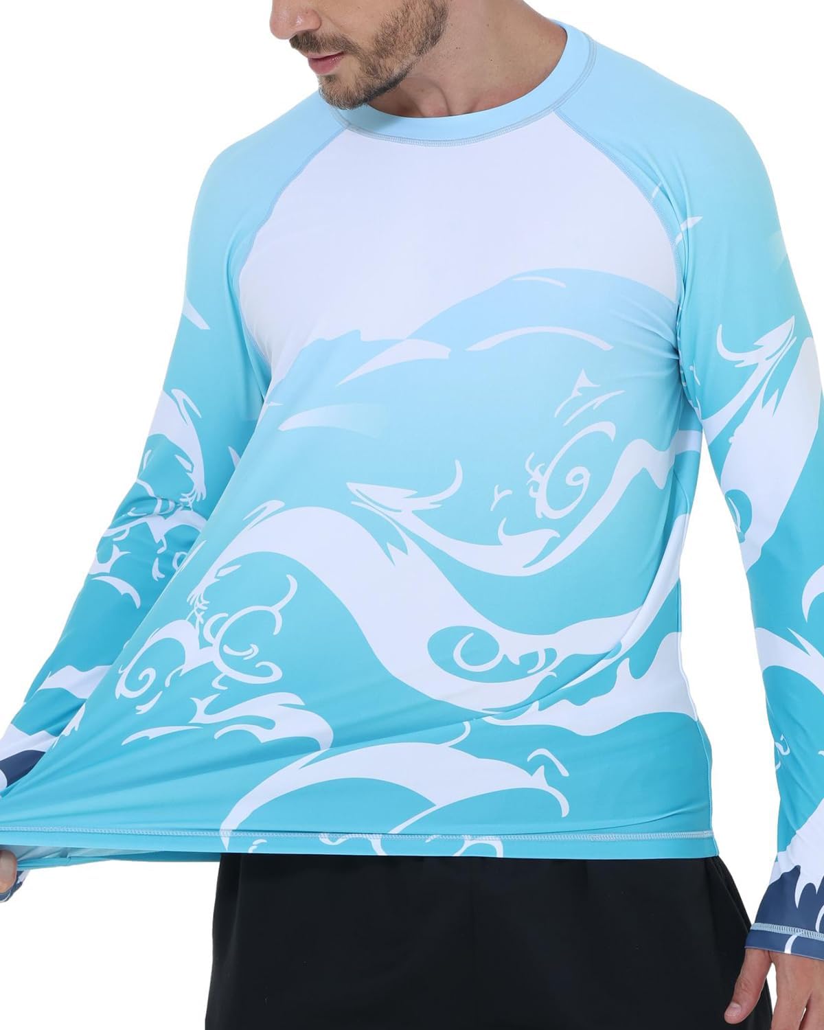 Detalle 2 de VAYAGER Herren Rashguard Langarm UPF 50+ – Schnelltrocknendes Schwimmshirt