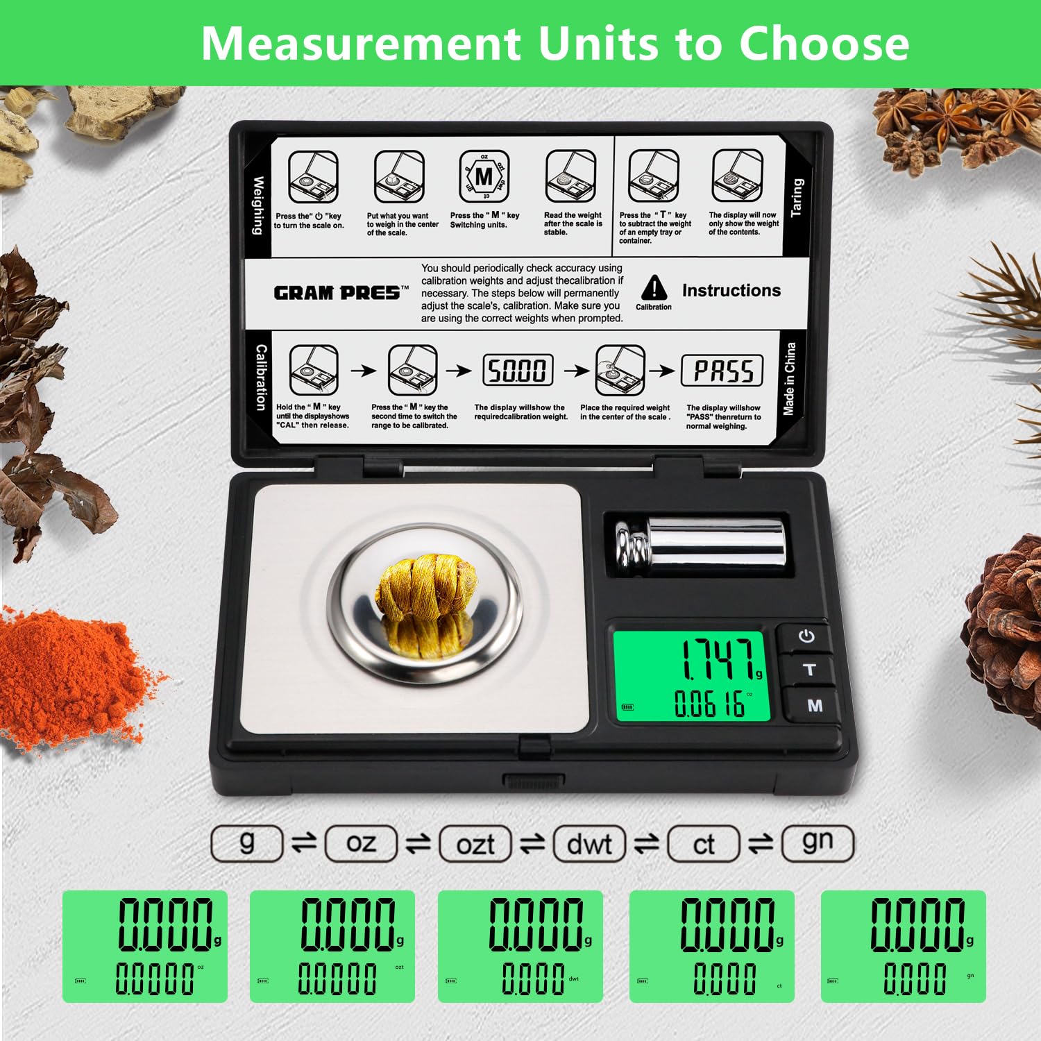 Thumbnail 1 de GRAM PRES High Precision Milligram Scale: 50g/0.001g with Cal Weight, Tweezers, Tray and Scoop