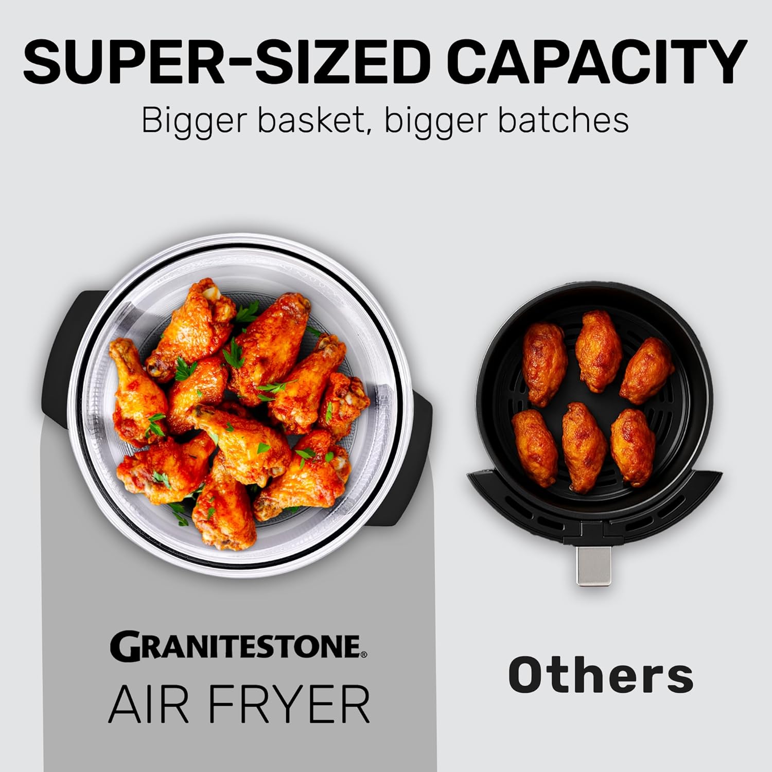 Thumbnail 4 de Granitestone 16Qt Large Glass Air Fryer: Family-Sized, Non-Toxic, 3-Section Cooker