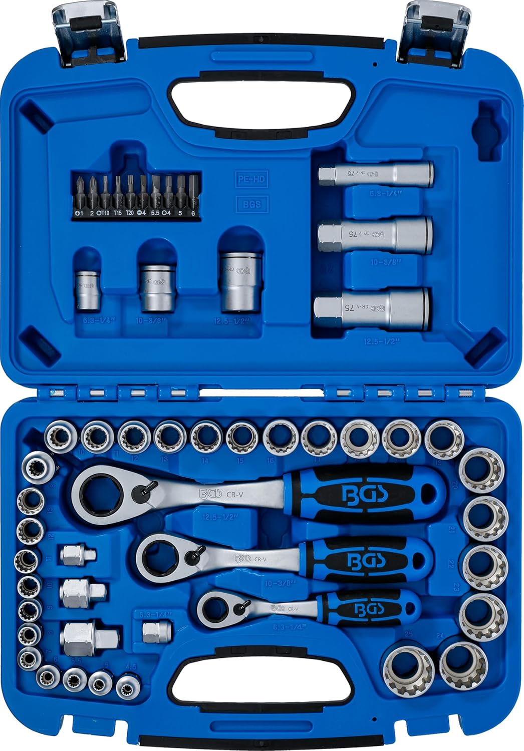 Detalle 2 de BGS 2181 Serie di bussole passanti multimpronta Gear Lock 4,5–25 mm (52 pezzi)