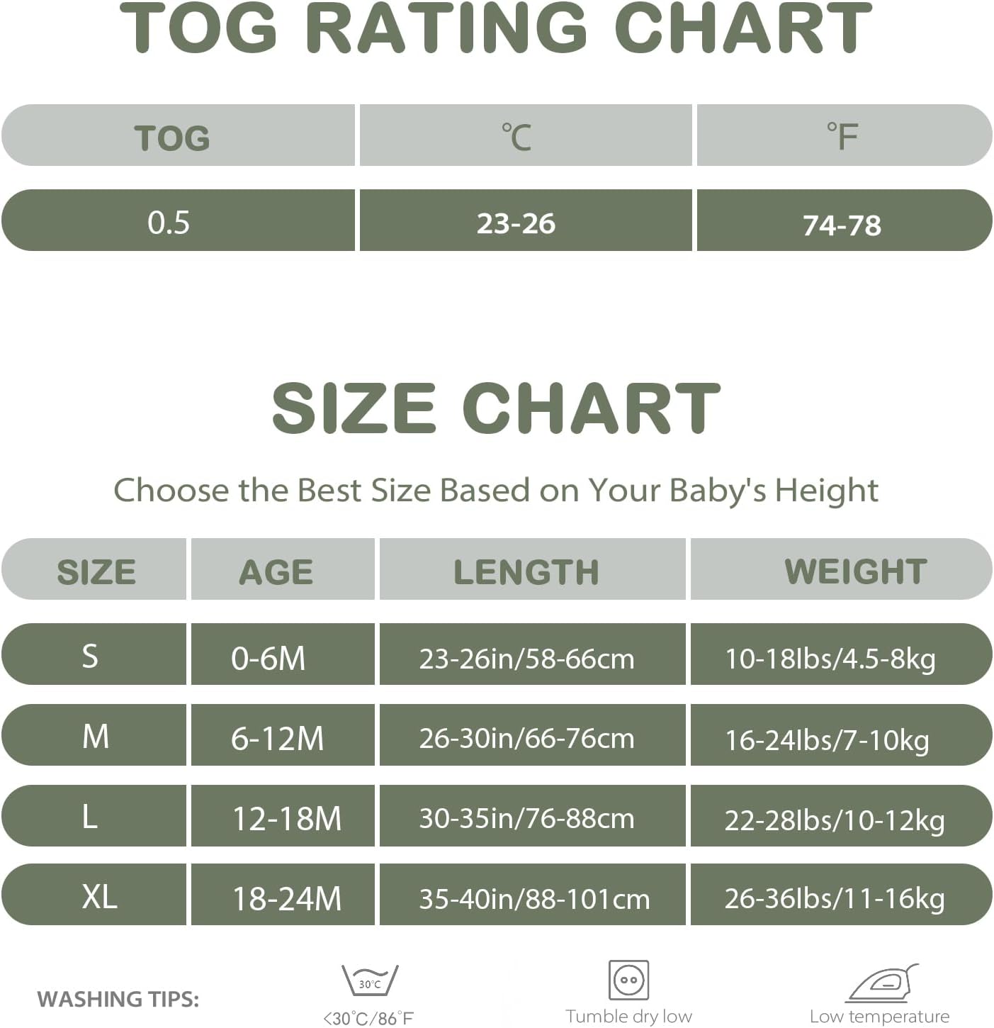 Detalle de Mosebears 0.5 Tog Cotton Baby Sleeping Bag (XL, 18–24 Months) – Animal & Plant Design