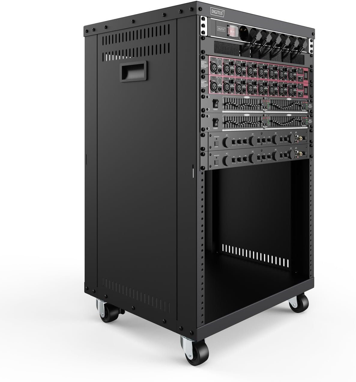 Thumbnail 6 de DIGITUS Universal 19-Zoll Equipment Rack (16 HE) – unmontiert, Traglast 136 kg, mit Rollen, schwarz