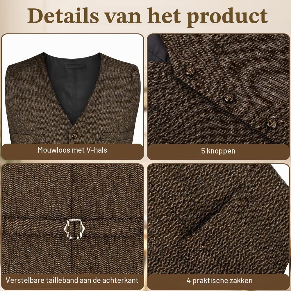Detalle de AUYAO herengilet met V-hals, verstelbare rugsluiting en katoenmix