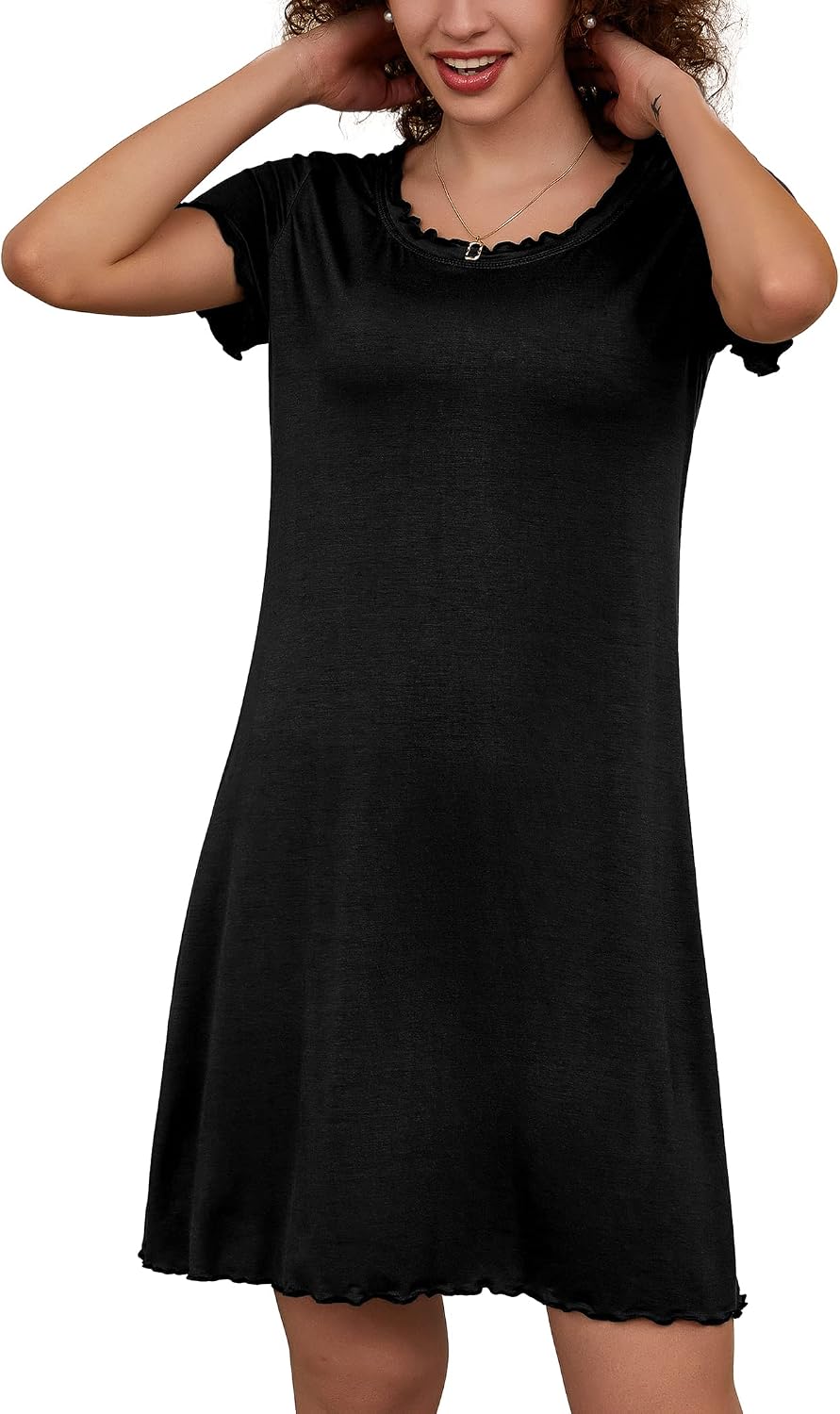 Detalle 2 de Ekouaer Chemise de Nuit Jupe à Volants ⛱