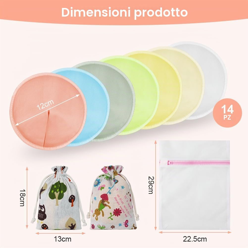 Thumbnail 1 de Coppette Assorbilatte lavabili in bambù biologico Aolso – 14 pezzi, assorbenti e riutilizzabili