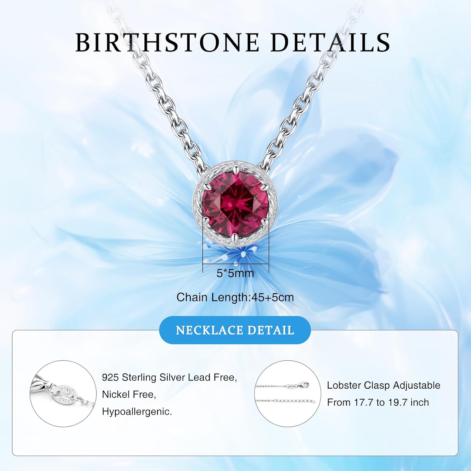 Thumbnail 4 de Presentski Birthstone Pendant Necklace 925 Silver