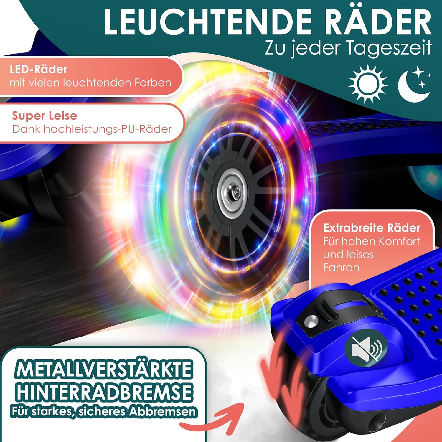 Detalle 2 de KIDIZ Roller X-Pro2 Dreiradscooter – höhenverstellbar, LED-Räder und Fold-Up für 3–12 Jahre