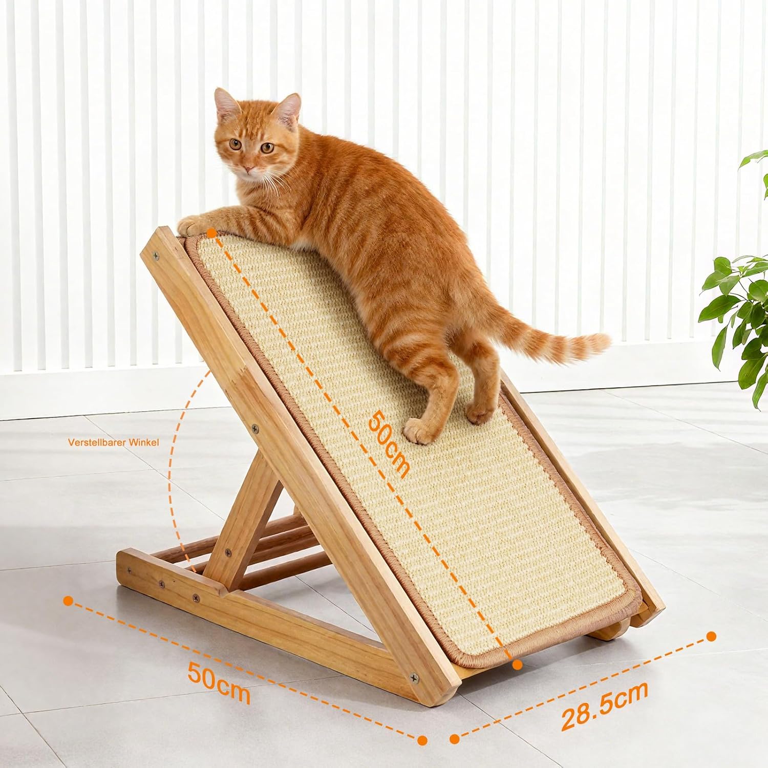 Detalle de Kratzbrett Katze – Verstellbares und faltbares Kratzmöbel aus Massivholz (50x28,5 cm) für Möbelschutz