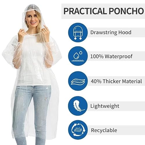 Detalle 2 de Opret Disposable Rain Ponchos 5 Pack – Emergency Waterproof Raincoats
