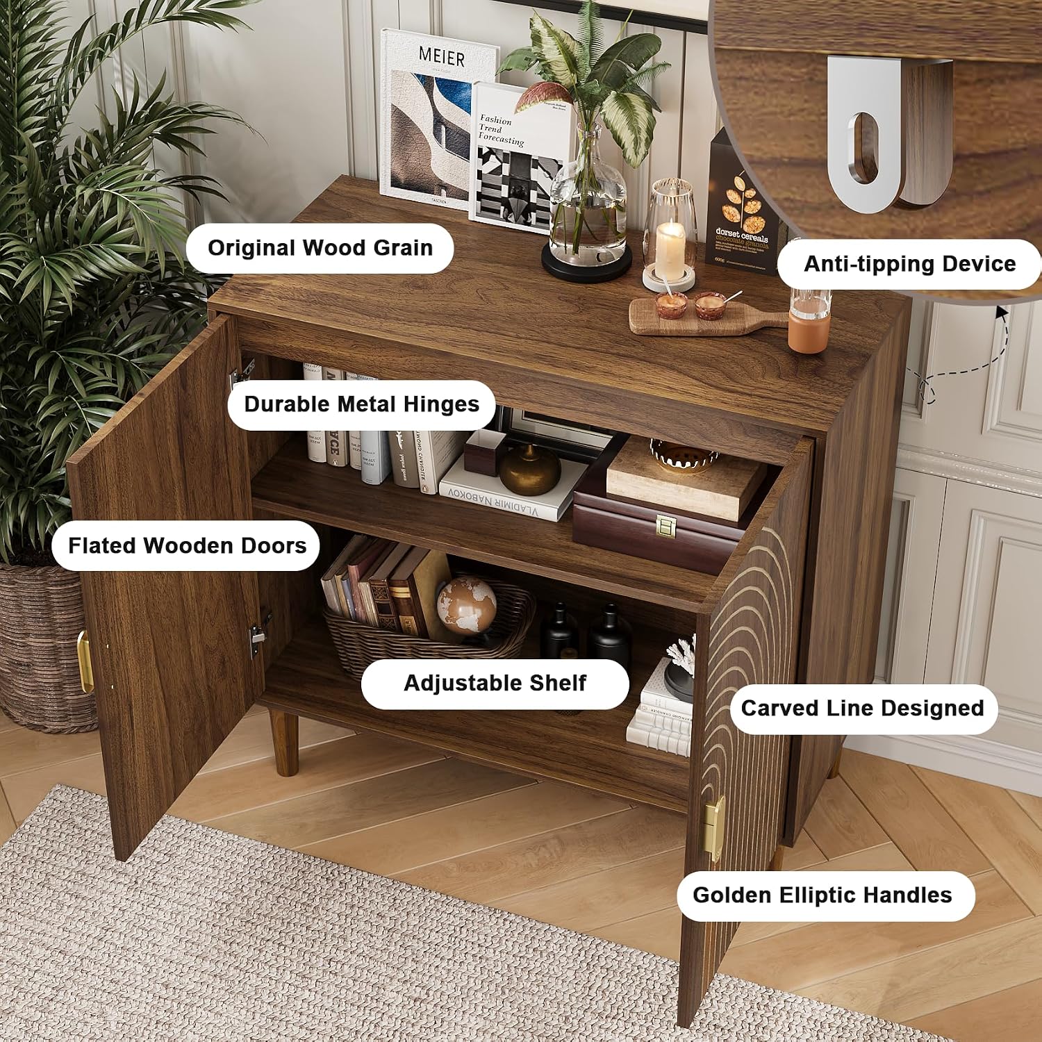 Thumbnail 6 de Mino Kesper LineSideboardCabinet Walnut Sideboard with Adjustable Shelf