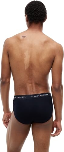 Detalle 2 de Tommy Hilfiger Hip Briefs Pack de 3 Hombre con Logotipo en la Cintura - Multicolor (Des Sky/Primary Red/White) - Talla M