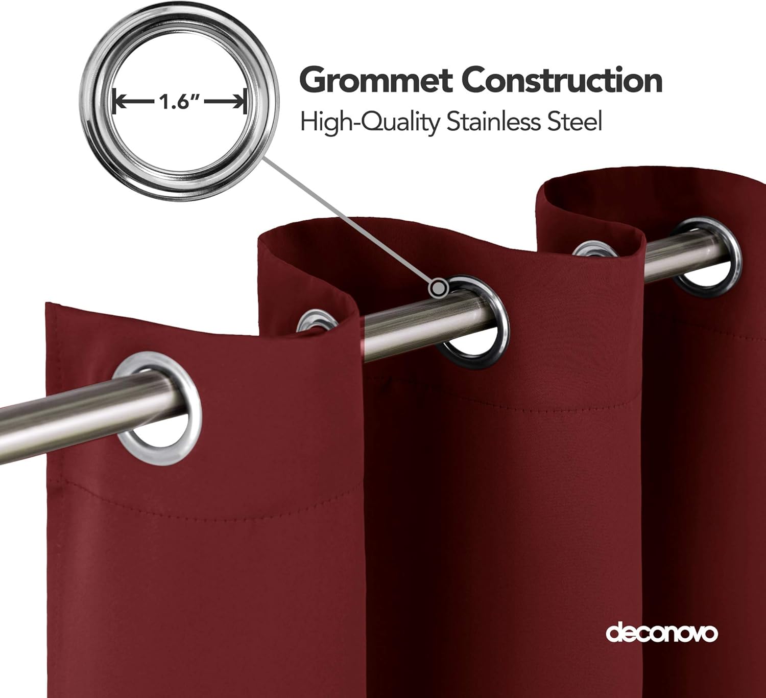 Thumbnail 5 de Deconovo Thermo-Gardine Blickdicht mit Ösen, 1 Schlaufenschal (290 x 140 cm), Rot