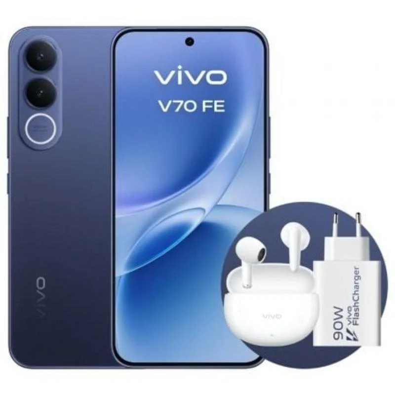 Detalle de Vivo V70 FE 5G 8GB/512GB, 6.83" AMOLED, azul: autonomía extrema y fotografía para profesionales móviles