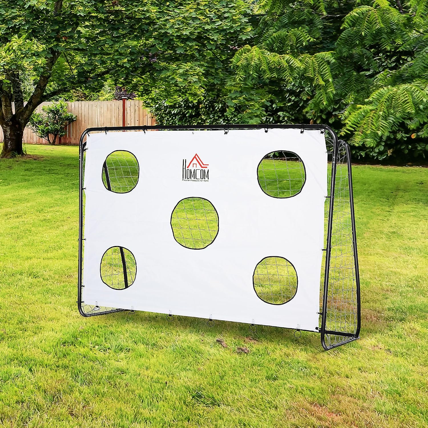 Detalle 2 de HOMCOM 2-in-1 voetbaldoel, 240 x 88 x 174 cm, met 5 schietopeningen