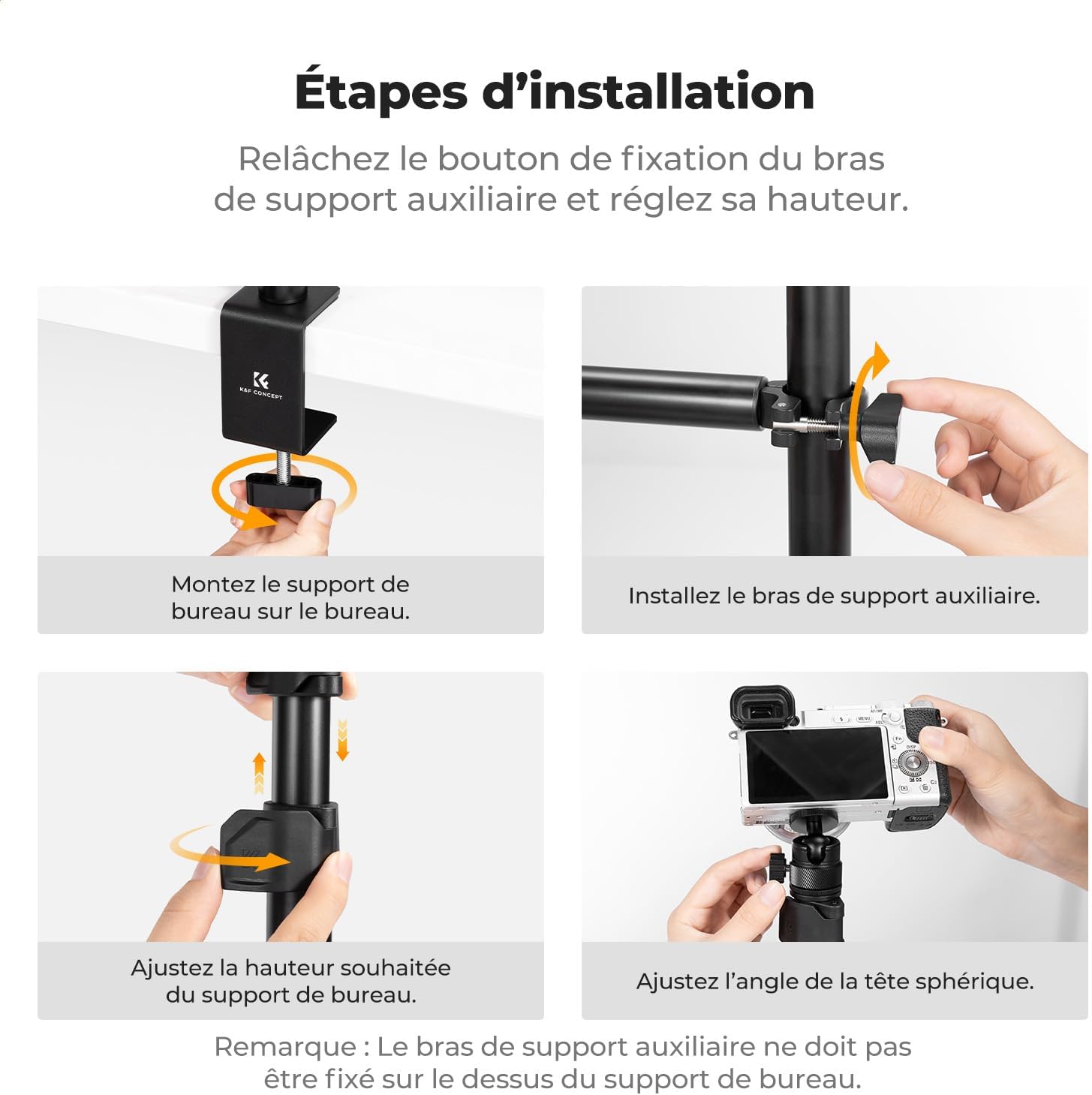 Thumbnail 5 de K&F CONCEPT Support de Table avec bras 95cm