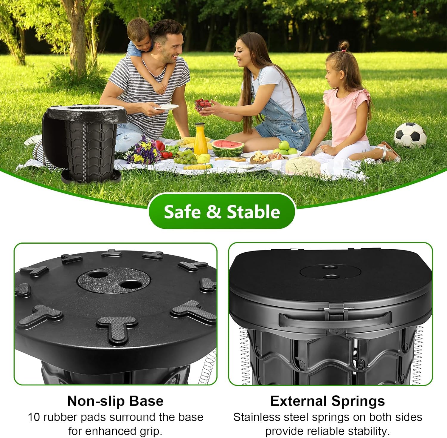 Detalle 2 de imodomio Folding Camping Toilet 180 kg capacity 🚽