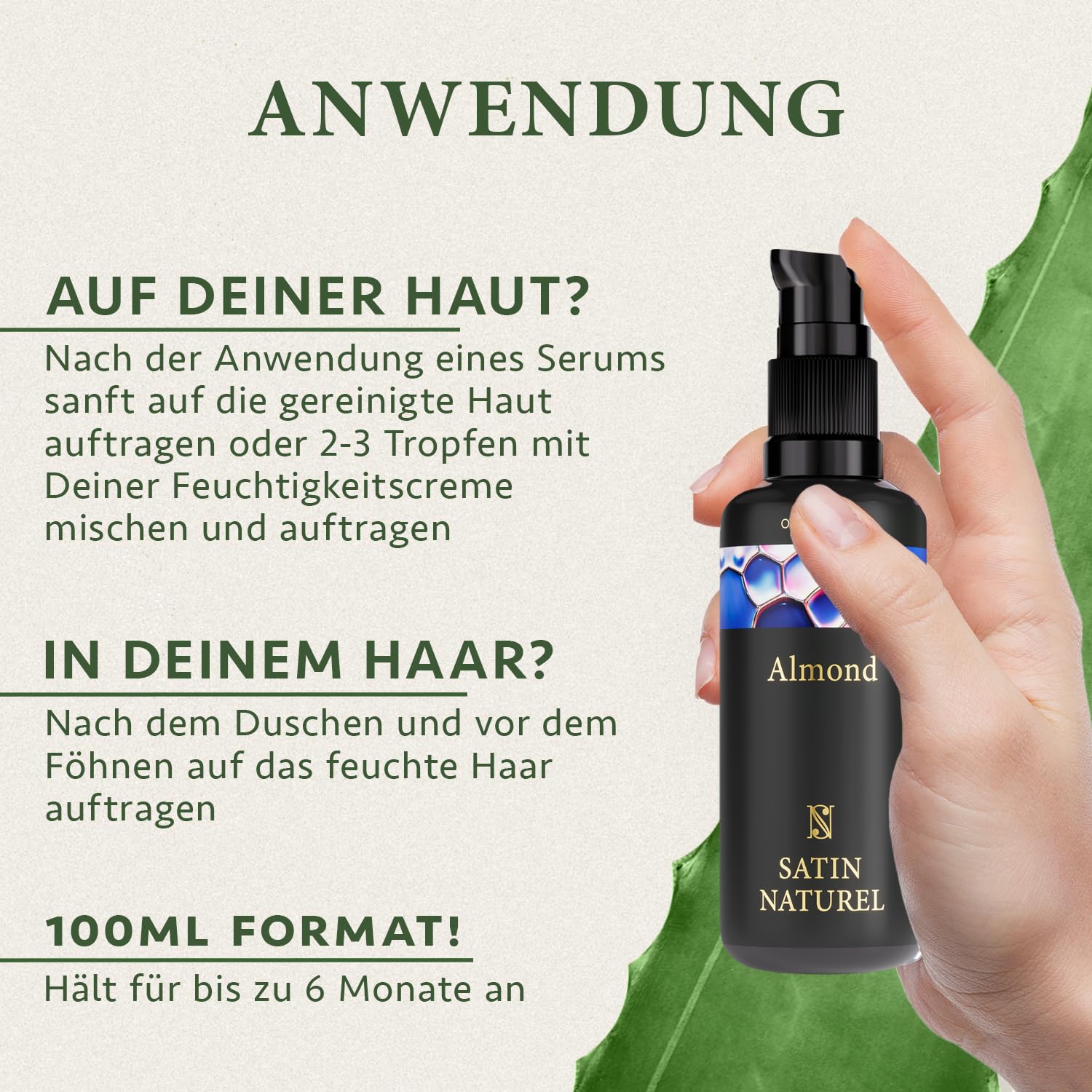 Thumbnail 6 de Satin Naturel Mandelöl BIO kaltgepresst naturrein (100 ml) – 100% Süßes Mandelöl für Haar, Haut & Massage