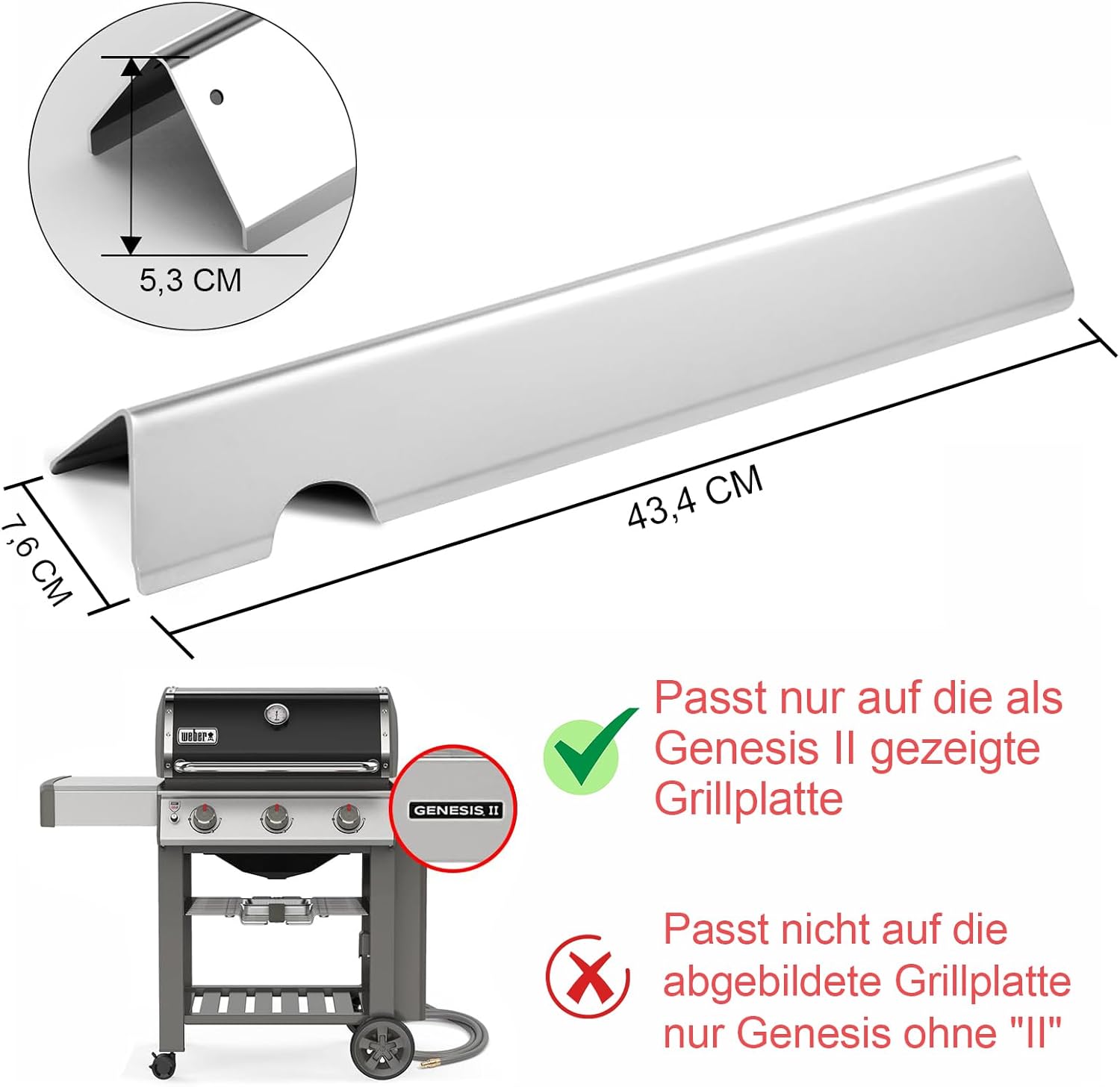 Thumbnail 2 de Ersatz-Aromaschienen 66032 (Set mit 5) für Weber Genesis II/LX & GS4 – Hitzeschild für gleichmäßige Hitze