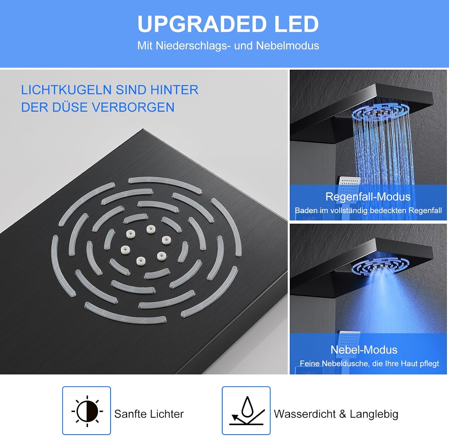Detalle 2 de KEOKBON Duschpaneel LED batteriefrei