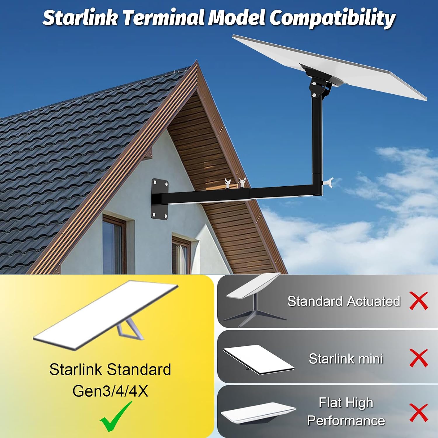 Detalle 2 de Ybervont Starlink Standard 4/4X Gen 3/4 Adjustable Steel Wall Mount