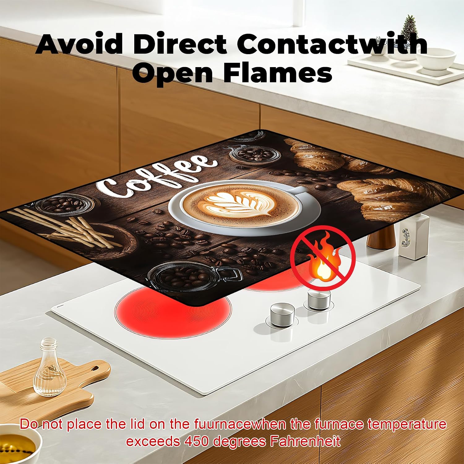 Detalle de BSFHH SCG0001 Rubber Stove Top Cover Mat, Coffee, Non-Slip and Scratch-Resistant
