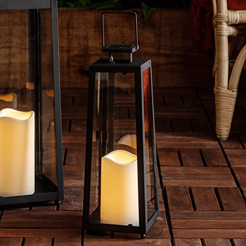 Detalle de Lights4fun Farolillo Solar Metálico de 29,5 cm con vela LED para jardín y exteriores