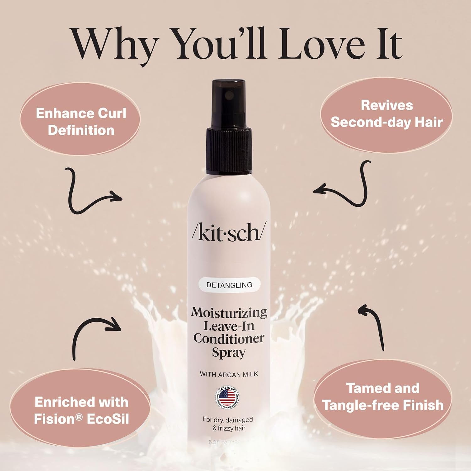 Detalle 2 de Kitsch Argan Milk Leave-In Conditioner 6.3 oz